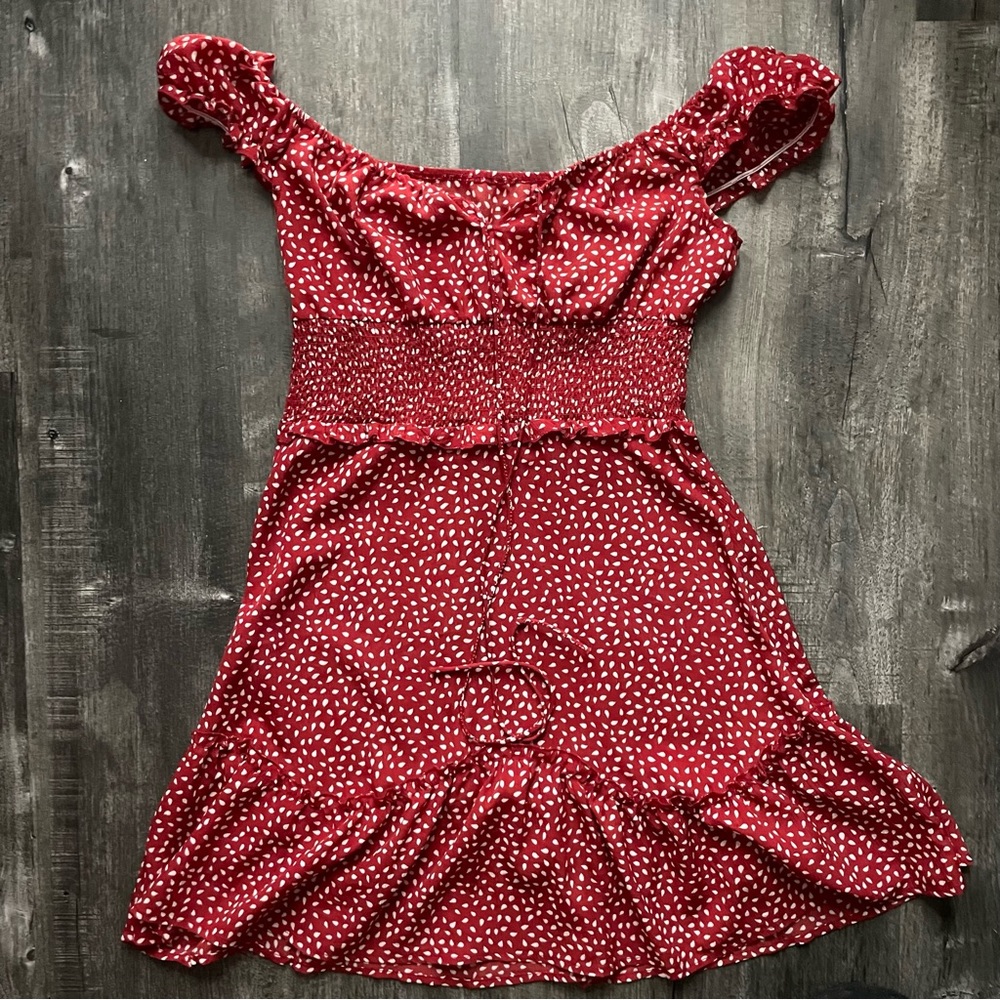 Red polka dot dress